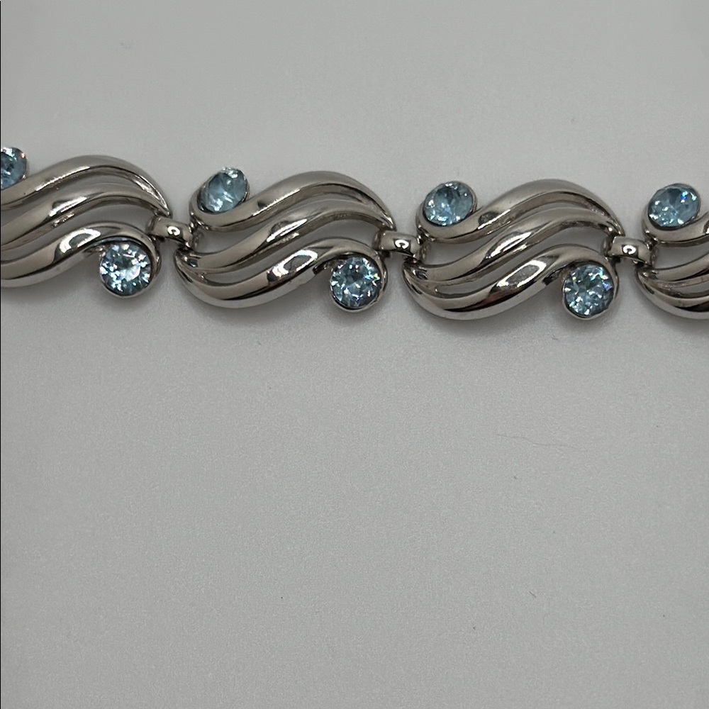 Trifari Silver Bracelet with Blue Accents - Picture 6 of 7